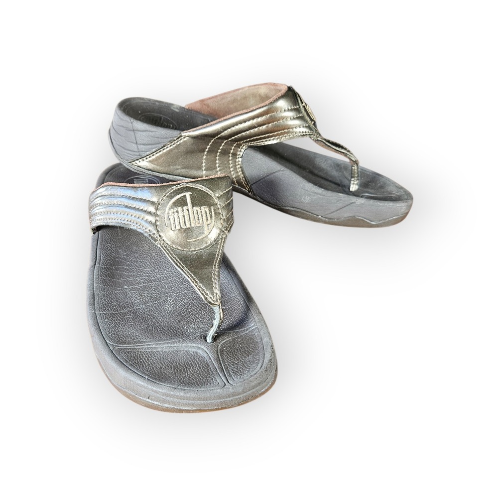Fitflop Walkster Bronze Metallic Thong Sandals Womens 7.5 Toning‎ Shoes
